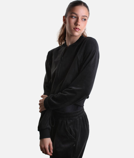 Amanda Velvet Bomber Jacket, Luxurious Dance Warm-Up Layer - J13001