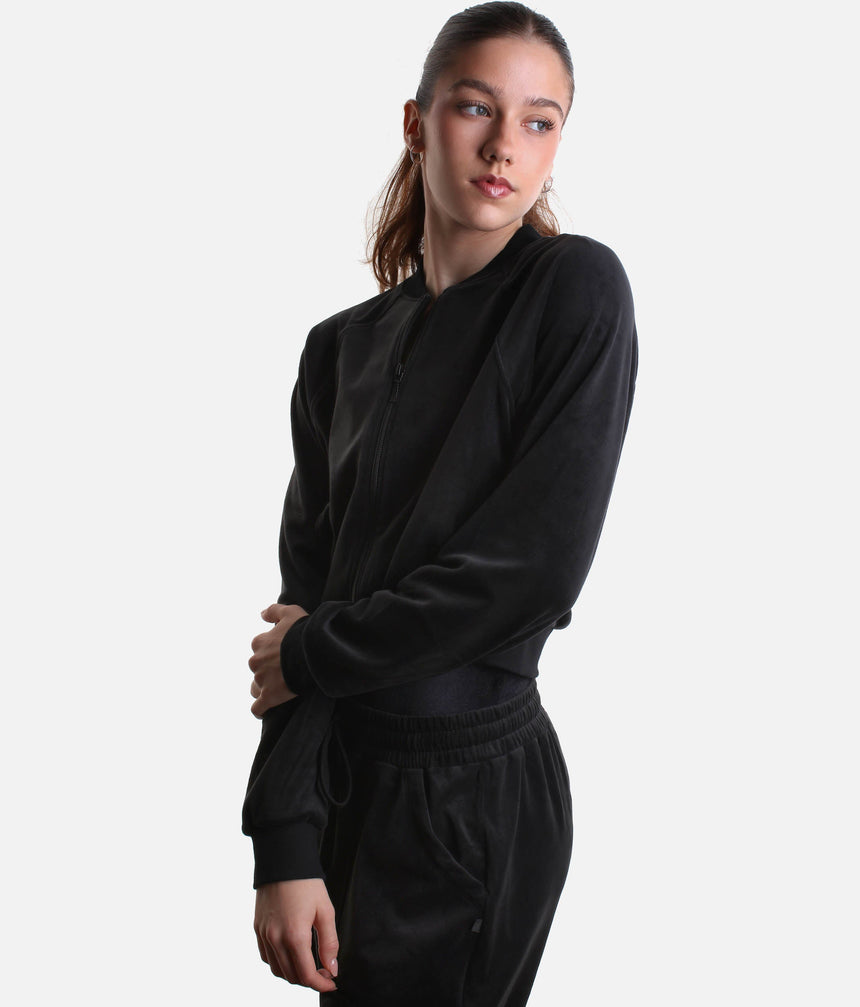 Amanda Velvet Bomber Jacket, Luxurious Dance Warm-Up Layer - J13001