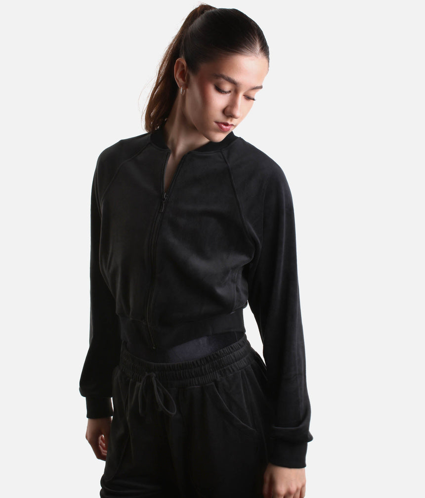 Amanda Velvet Bomber Jacket, Luxurious Dance Warm-Up Layer - J13001