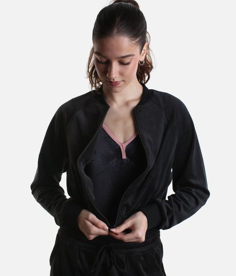 Amanda Velvet Bomber Jacket, Luxurious Dance Warm-Up Layer - J13001