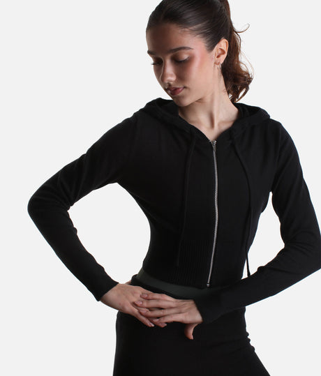 Orion Knit Hoodie for Dancers, Soft & Stretch Zip-Up Warm-Up Layer - J13003