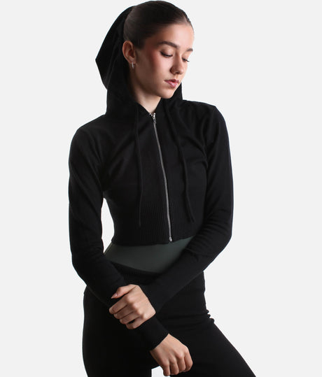 Orion Knit Hoodie for Dancers, Soft & Stretch Zip-Up Warm-Up Layer - J13003