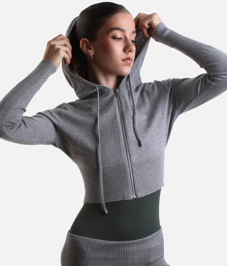 Orion Knit Hoodie for Dancers, Soft & Stretch Zip-Up Warm-Up Layer - J13003