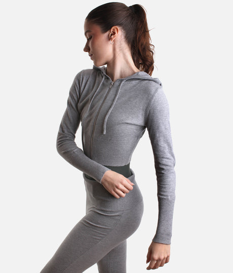Orion Knit Hoodie for Dancers, Soft & Stretch Zip-Up Warm-Up Layer - J13003