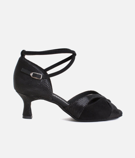 Flared Heel Dance Sandal, Adjustable Strap & Suede Sole - 084X