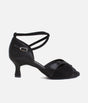 Flared Heel Dance Sandal, Adjustable Strap & Suede Sole - 084X