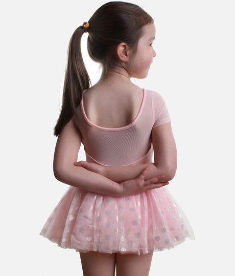 Girls Cap Sleeve Tutu Dress with Sparkling Floral Tulle - M1561C