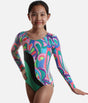 Long Sleeve Girl's Gymnastics, Retro Print - 17803