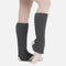 Intermezzo Prebagui 2015 Mixed Grey stirrup legwarmers, showing fluffy ribbed knit and instep coverage over pink ballet shoes.