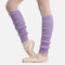 Intermezzo Corcal 2030 lilac knit legwarmers with ribbed cuffs, softly gathered below the knees above pink pointe shoes.
