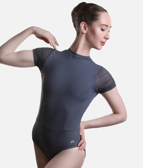 Mesh Cap Sleeve Dance Leotard, Open Back - 2112