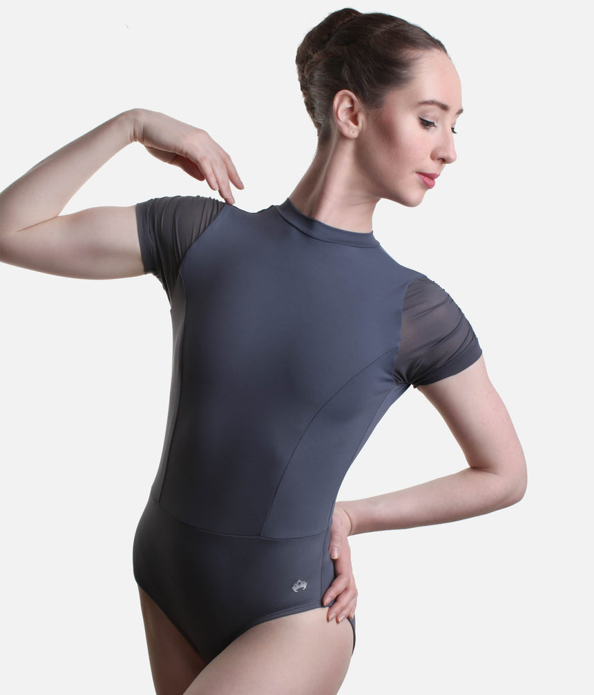 Mesh Cap Sleeve Dance Leotard, Open Back - 2112