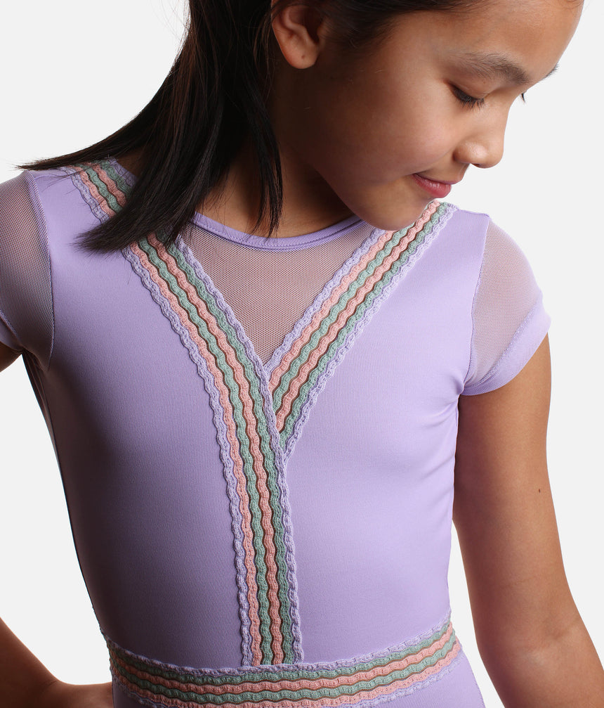 Girls Cap Sleeve Dance Leotard, Low Back - L2669