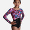 Long Sleeve Gymnastics Leotard, Floral Print - 27895