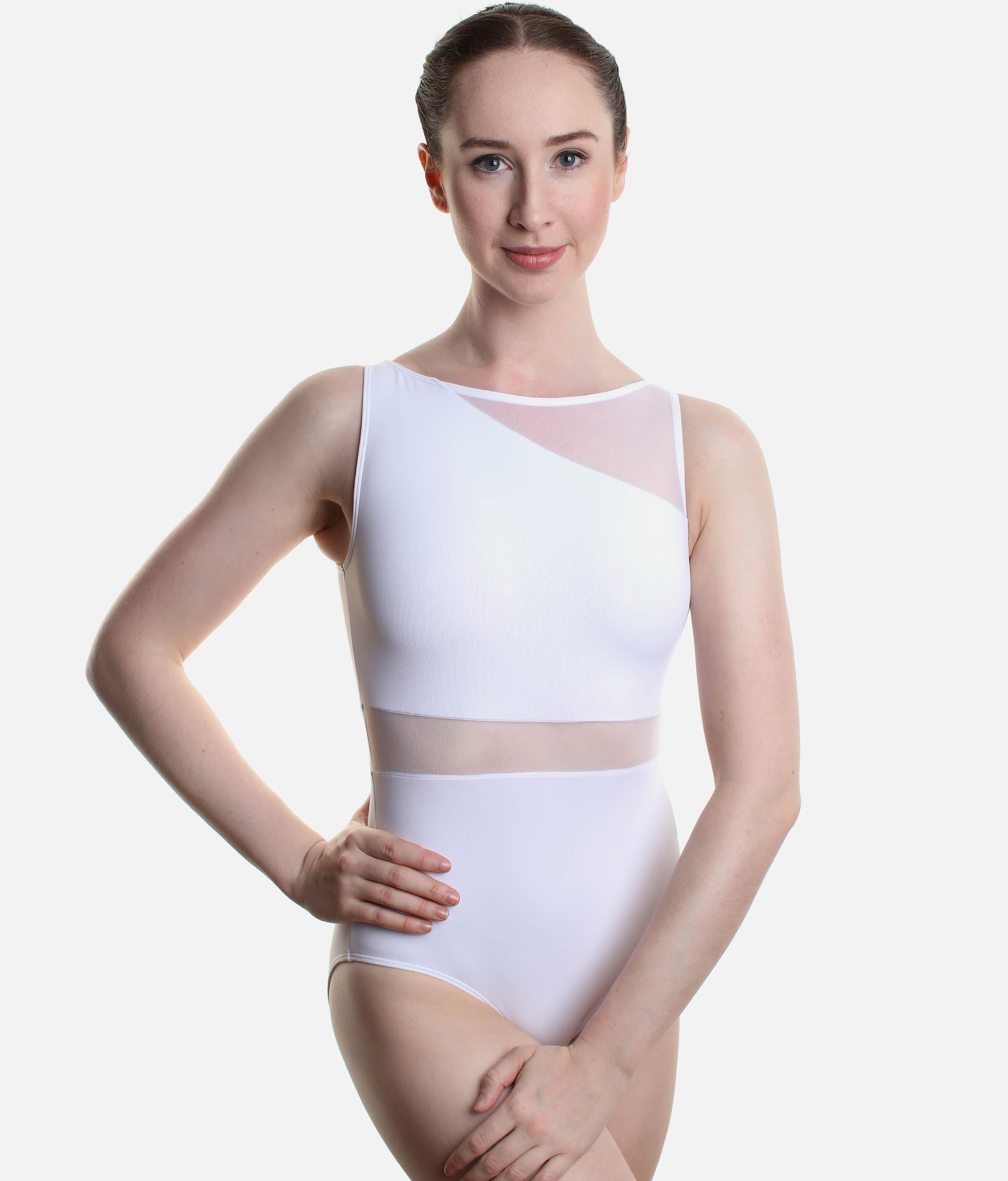 Clementine Boat Neck Dance Leotard, Mesh Details - 31664