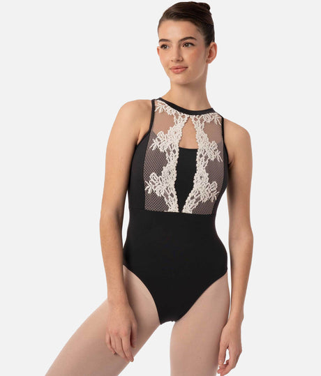 Francesca Sleeveless Dance Leotard with Lace Front and Open Back - 31705