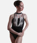 Sleeveless Dance Leotard with Elegant Lace Panels and Hook Neck - 31705