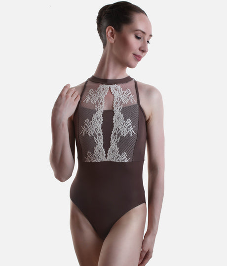 Francesca Sleeveless Dance Leotard with Lace Front and Open Back - 31705