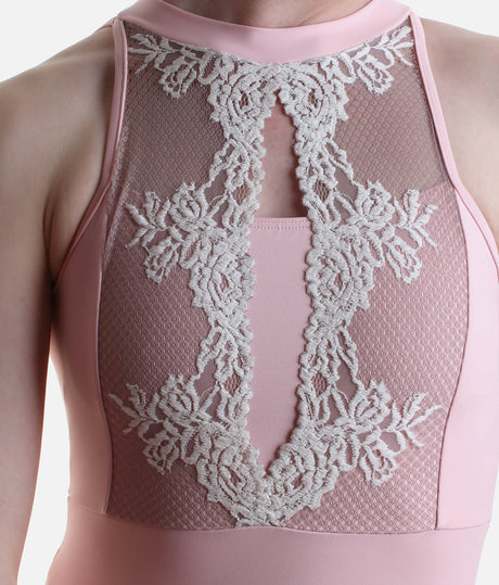 Francesca Sleeveless Dance Leotard with Lace Front and Open Back - 31705