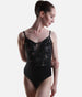 Thin-Strap Floral Leotard with Tulle Back, Ultar Soft, Elegant & Flattering - 31708