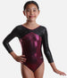 Girl's Crystal Motif Design Gymnastics Leotard with Long Sleeves - Z554