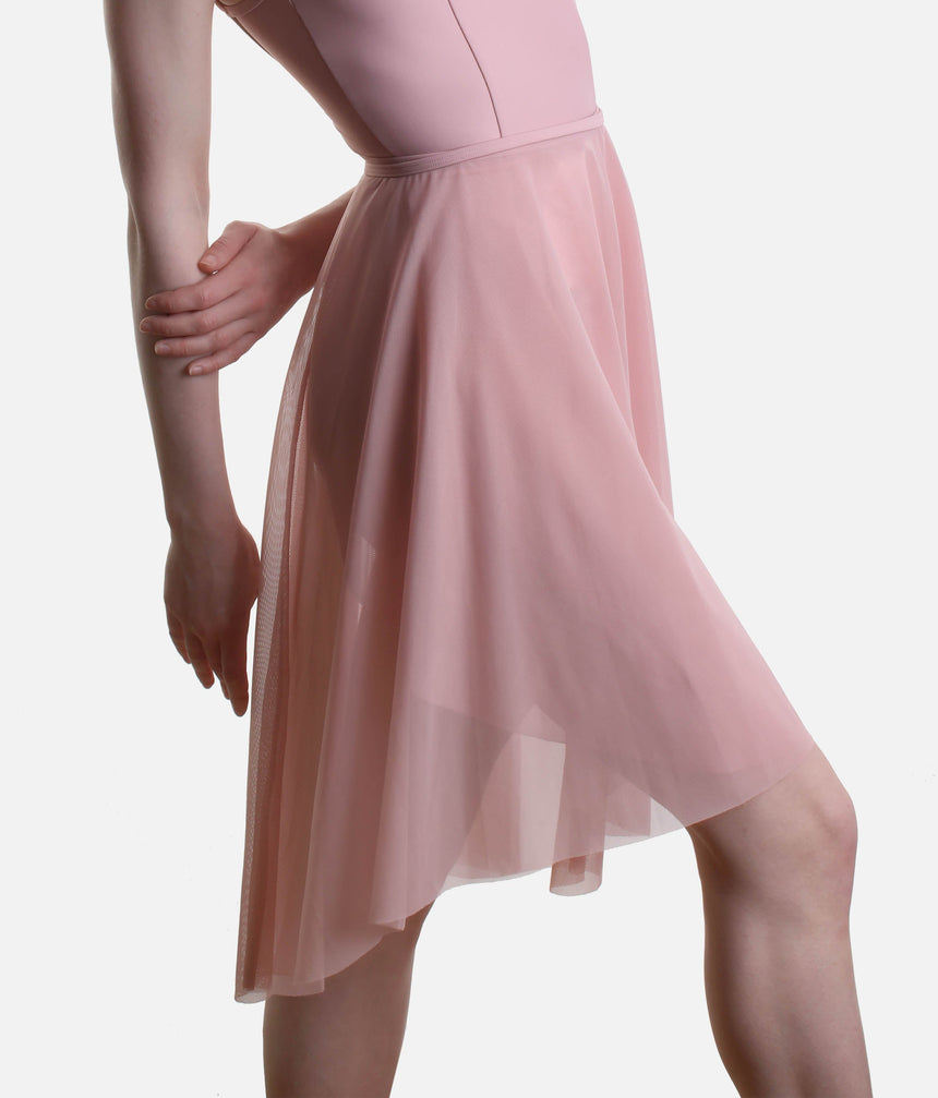 Long Ballet Wrap Skirt, High-Low Mesh Design - 617