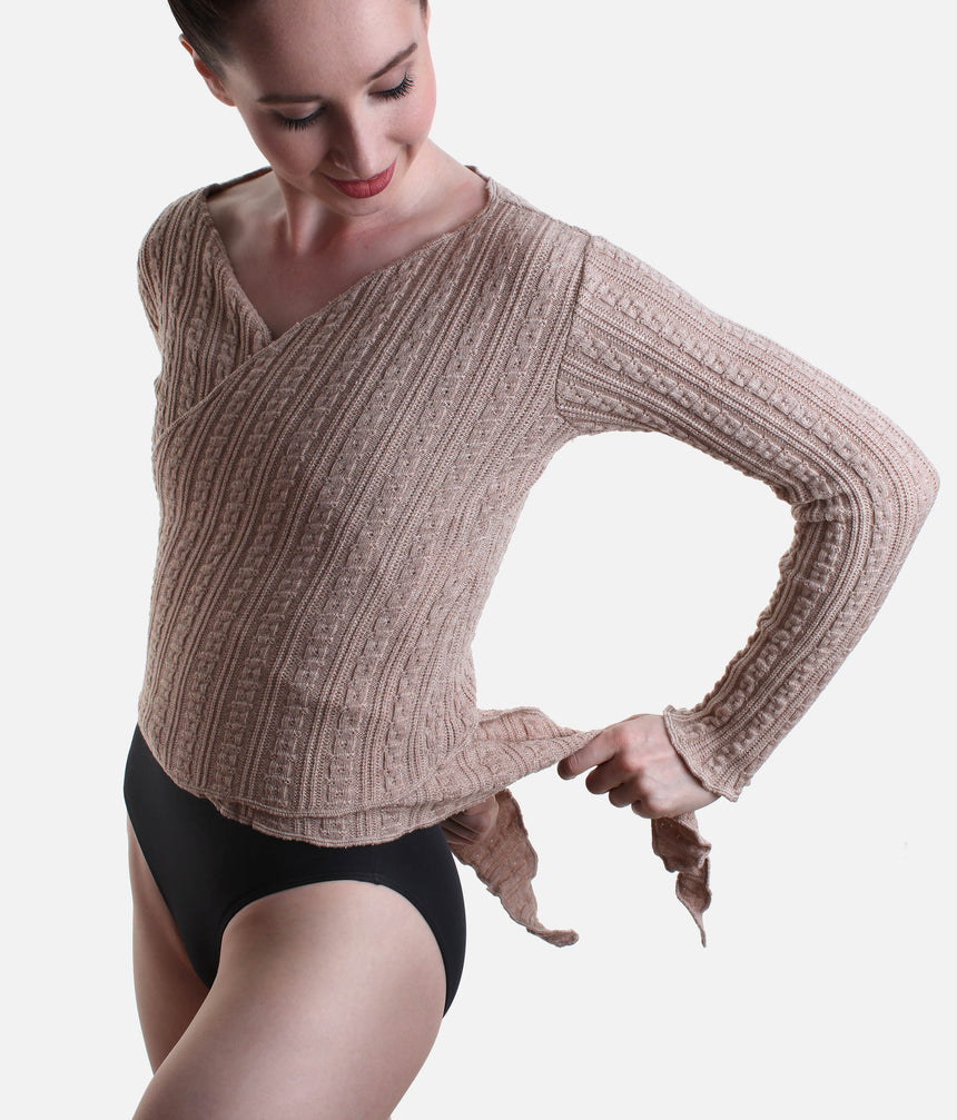 Cropped Wrap Crossover, Ultra Soft Knit Warm-Up Top - 6647