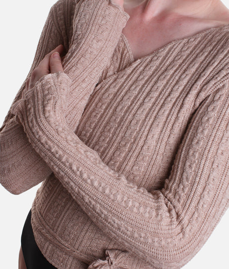 Cropped Wrap Crossover, Ultra Soft Knit Warm-Up Top - 6647