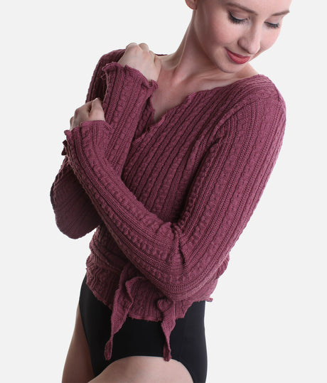  Cropped Wrap Crossover, Ultra Soft Knit Warm-Up Top - 6647