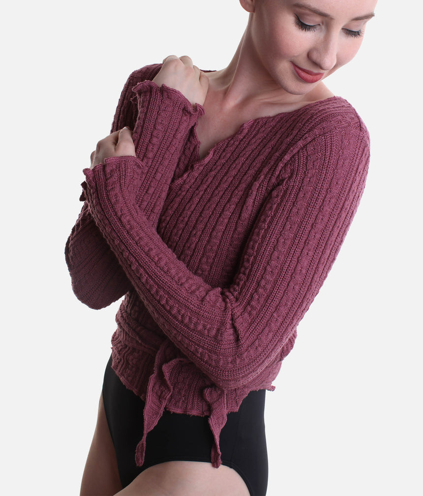  Cropped Wrap Crossover, Ultra Soft Knit Warm-Up Top - 6647