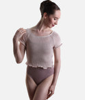 HARINI Short-Sleeve Knitted Dance Warmup Top, Bamboo Crop - 6672