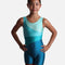 Girls Gymnastics Biketard with Blue Ombre-Style Panels - 7811 (MALLARD)