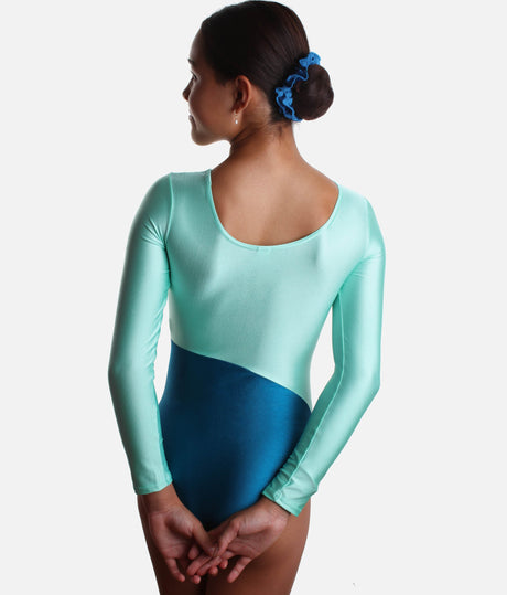 Girls Long Sleeve Gymnastics Leotard, Performance Fit - 7813 (MALLARD)
