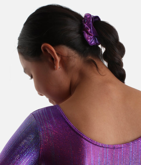 Girls Long Sleeve Gymnastics Leotard, Purple Rainbow Sparkle - 7818