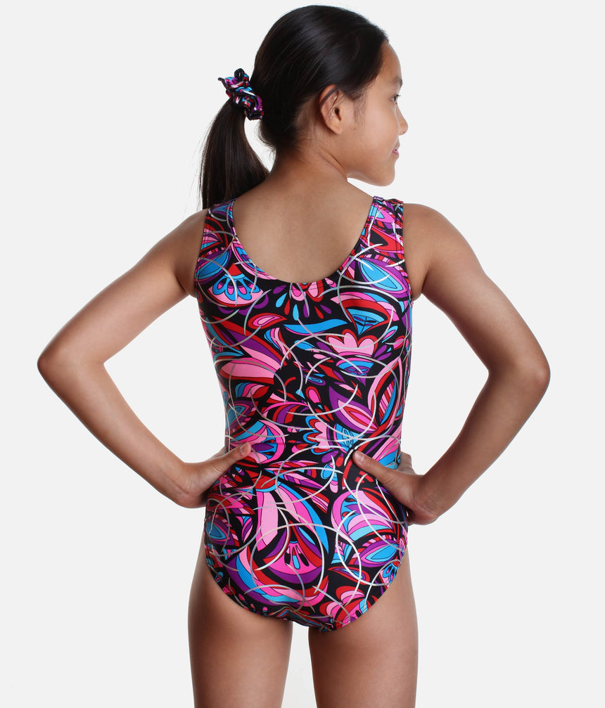 Girl's Sleeveless Gymnastics Leotard, Abstract Vibe - 7822 (EMOTION)