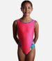 Girls Multi-colour Gymnastics Leotard with Rainbow Trim + Scrunchie - 7867