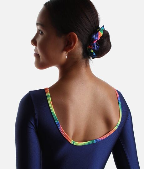 Girls Performance Gymnastics Leotard, Colour-Block Hot Pink & Navy - 7868