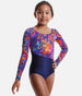 Long Sleeve Gymnastics Leotard, Metalic Print - 7893