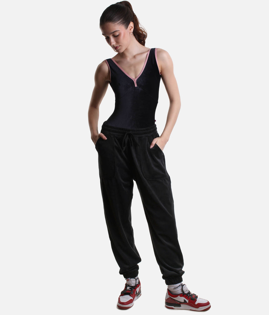 Velvet Sweatpant for Dancers, High-Waist Warm-Up Joggers with Pockets - P80003