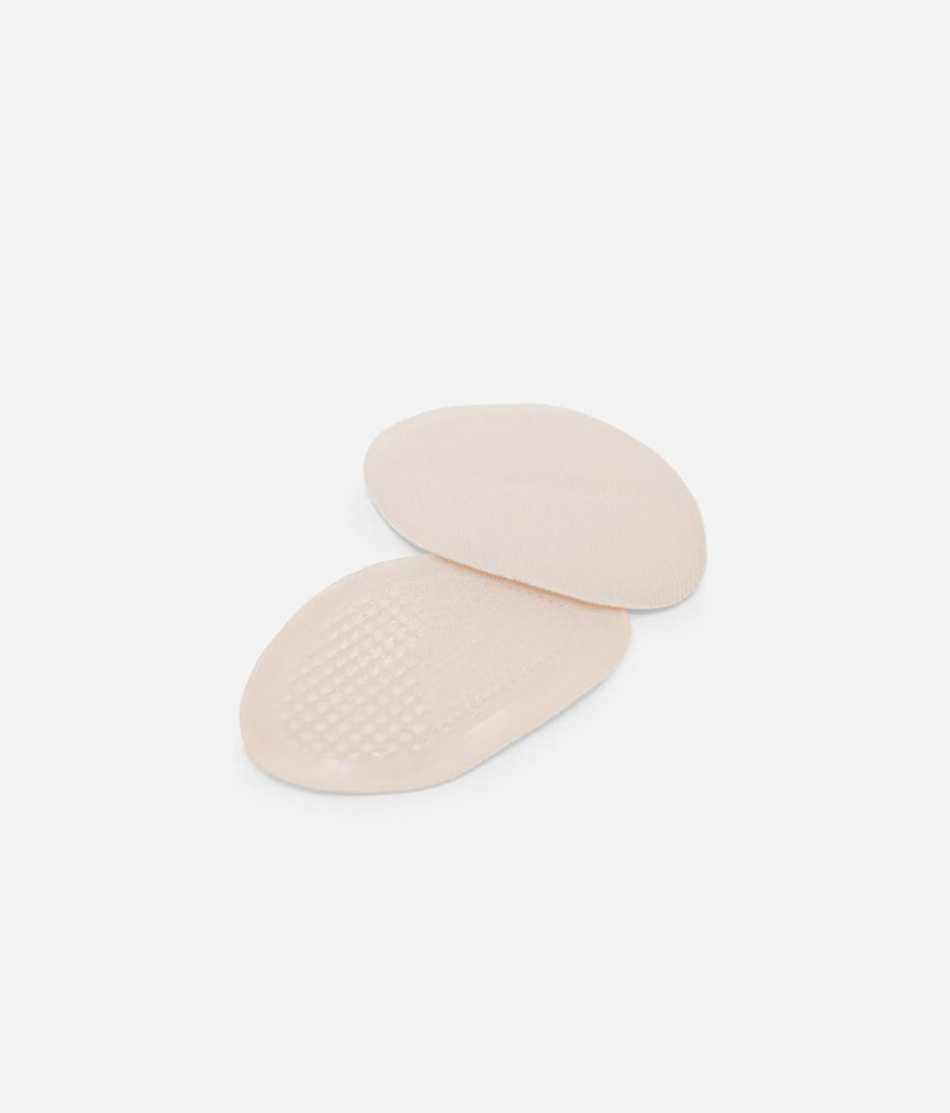 Two Bunheads BH1420 gel metatarsal pads showing the fabric top and patterned gel underside