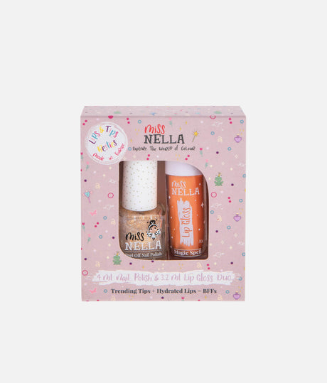 Peel-Off Nail Polish + Lip Gloss DUO SET (Peach + Magic Spell)