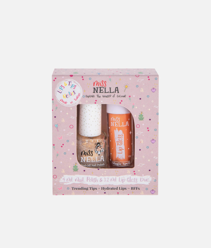 Peel-Off Nail Polish + Lip Gloss DUO SET (Peach + Magic Spell)