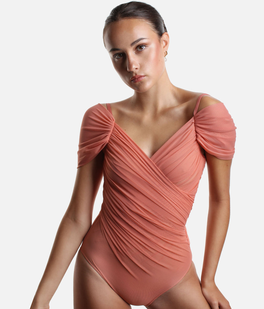Off Shoulder Draped Leotard - GRES