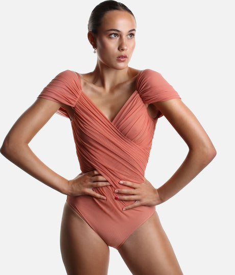 Off Shoulder Draped Leotard - GRES