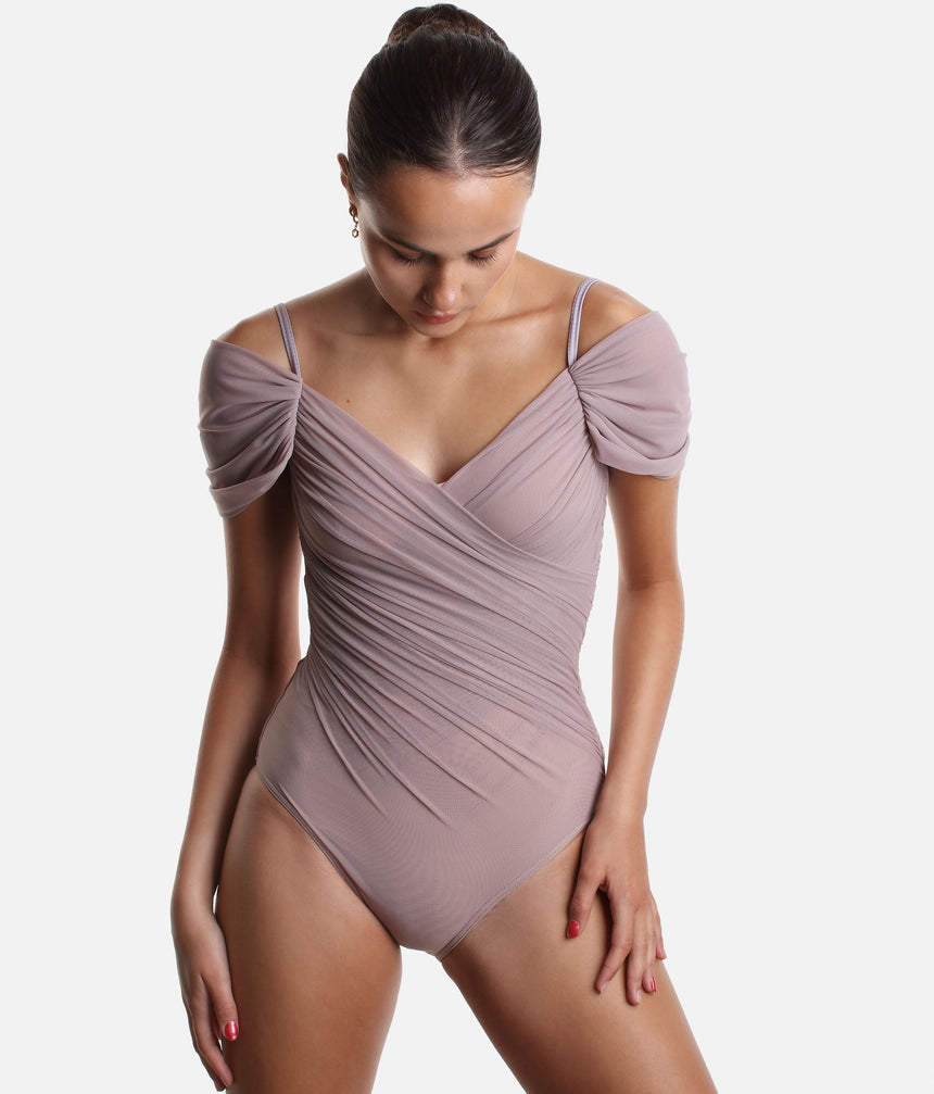 Off Shoulder Draped Leotard - GRES