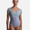 V-neckline Dance Leotard, Elegant Pleated Bodice & Sleeves - ILIZIA GL VAPORE