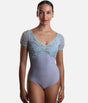 V-neckline Dance Leotard, Elegant Pleated Bodice & Sleeves - ILIZIA GL VAPORE
