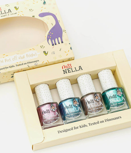 Tweens Nail Polish Set - Dinosaur-Themed, Safe & Peel-Off (4 Colours) 