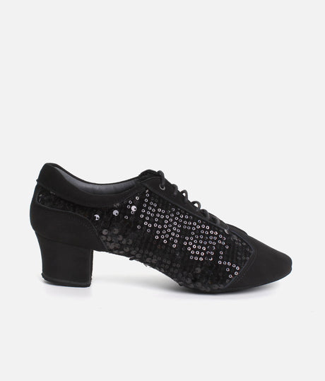 Professional Dance Practice Shoes, Black Sequins Nubuck - NOIRE CUBAN