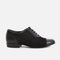Premium Men’s Dance Shoes 077 - Black Leather & Suede with Pinstripe Design